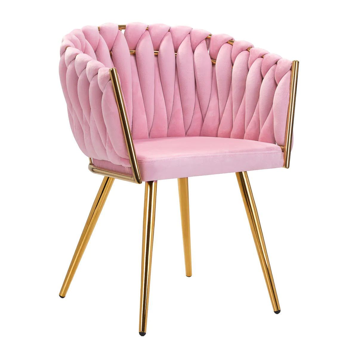 Silla terciopelo rosa con patas doradas