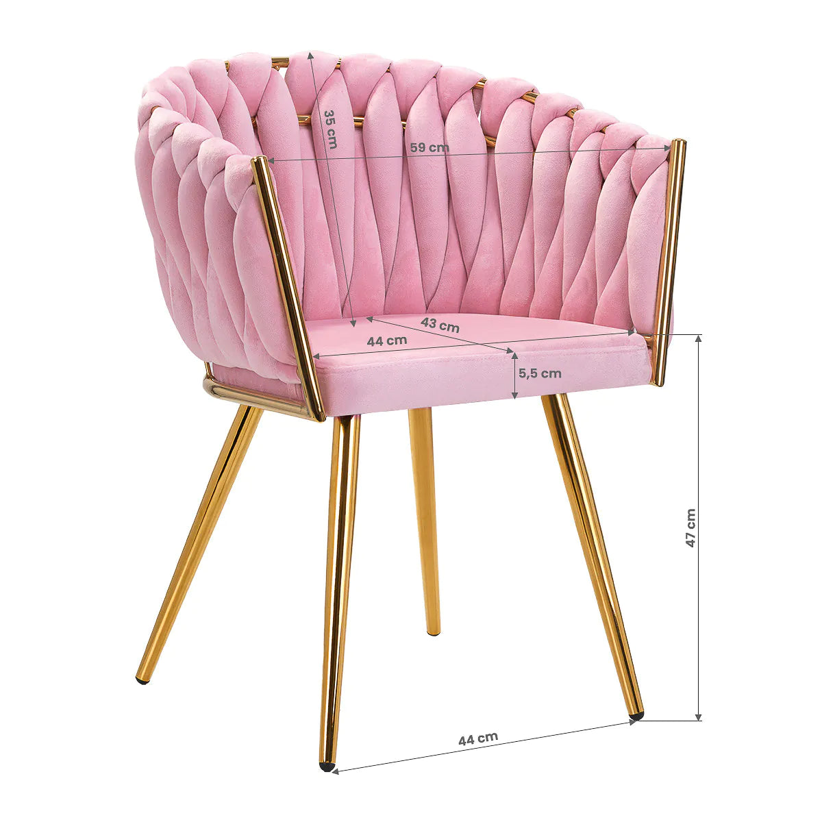 Velvet chair with golden legs