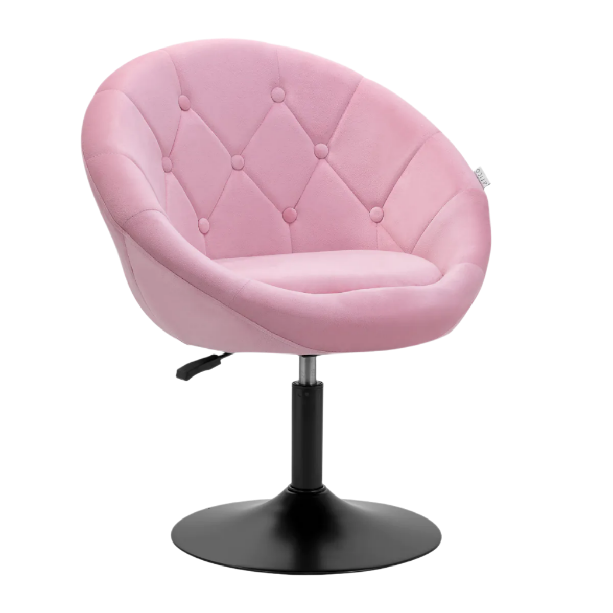 Silla terciopelo rosa hidráulica con respaldo con base negra