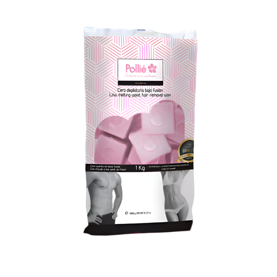 cera rosa en pastillas de baja fusión Pollié para pieles sensibles, 1 kg