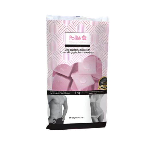 cera rosa en pastillas de baja fusión Pollié para pieles sensibles, 1 kg